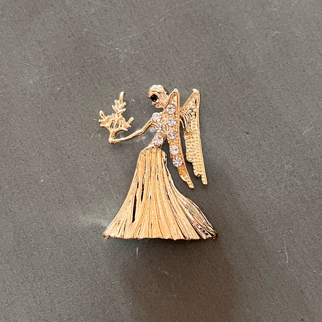 New Gold Virgo Angel Lightweight Astrological Sign Rhinestone 2